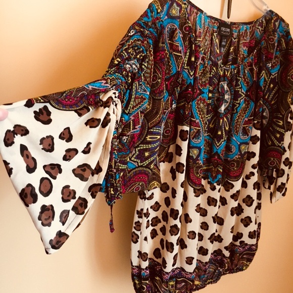 Nicole by Nicole Miller Tops - Nicole Miller animal print geo blouse